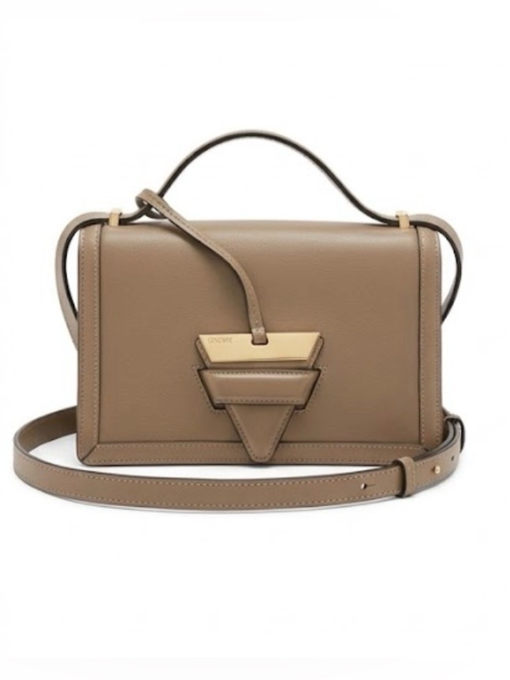 Loewe Taupe Leather Crossbody with Gold Triangle Clasp